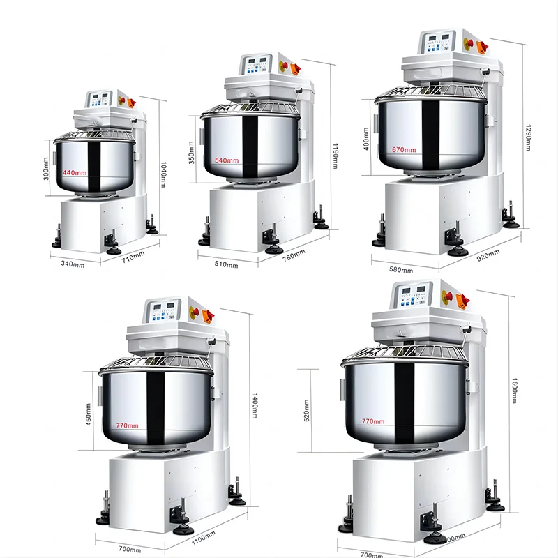 High Quality Commercial Spiral Dough Mixer 15KG-100KG New High Productivity Adjustable Speed for Flour & Milk