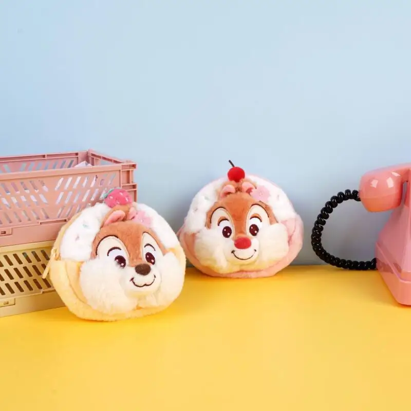 Muñeco de Peluche de la Serie Chip y Dale de Disney, con Forma de Dona de Melocotón, con Cremallera, Llavero, Adorno para Mochila, Regalo de Cumpleaños para Niña