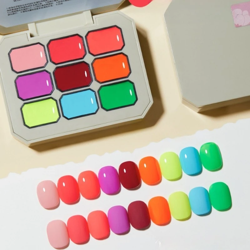 9 Colors Macaron Solid Nail Polish Gel Nail Art Colorful Nail Gel Polish Palette Manicure Cream Semi-permanent Gel Varnishes