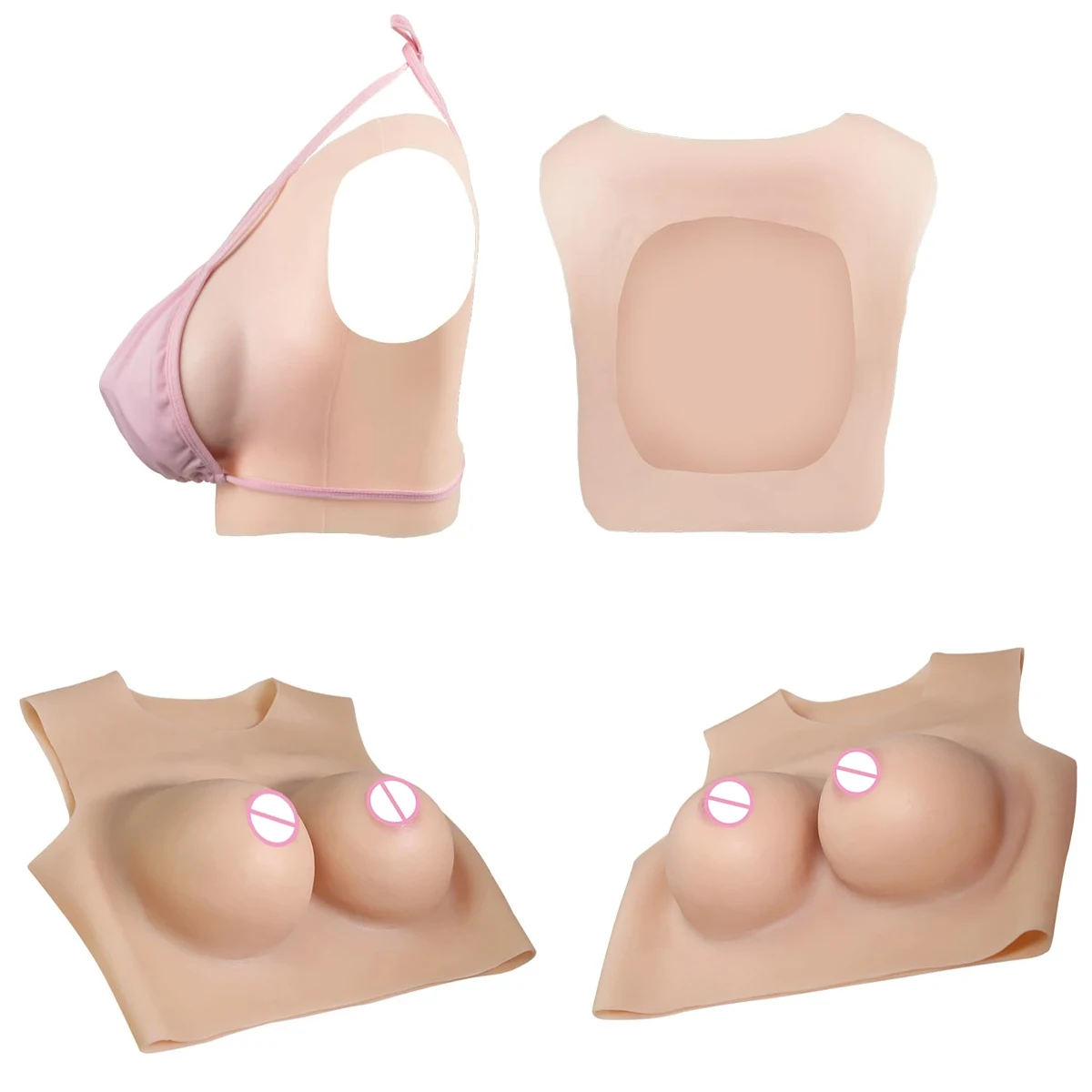 Crossdresser Silicone Breastplate Fake Boobs Breast Forms Hollow  Fake Breasts Transgender Shemale Sissy Cosplay Breathable B-K