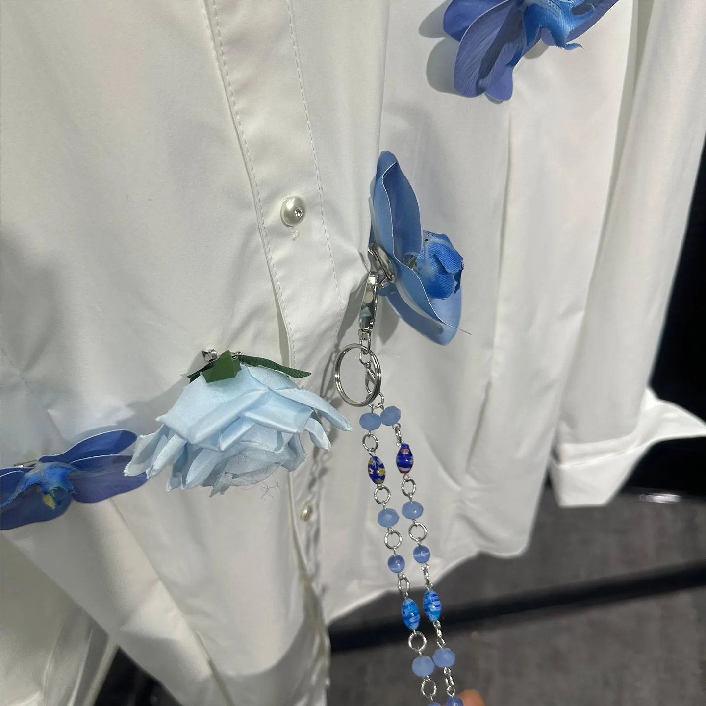 Avant-Garde Fashionable Handmade Flowers Shirt Men's Long-Sleeved Design Sense Temperament Entry Fashion
