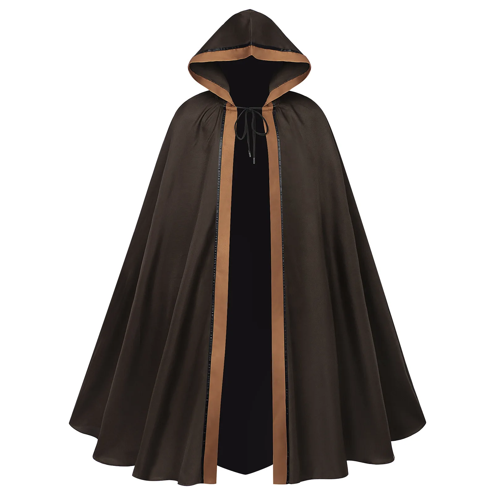 Mittelalterlicher Erwachsenen-Krieger-Umhang mit Kapuze, Unisex, Kontraststreifen, Zauberer-Robe, Halloween-Party, Festival, Cosplay-Kostüm 2026 – Detail 15