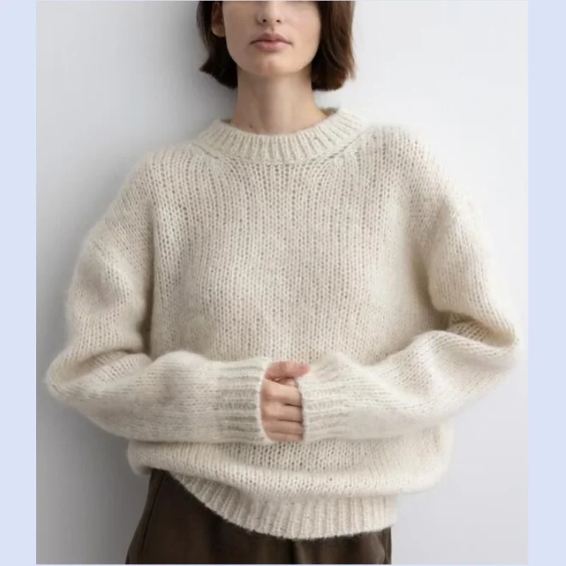 

Korean niche 24 year autumn and winter new style mohair knitted sweater with lazy and loose fit