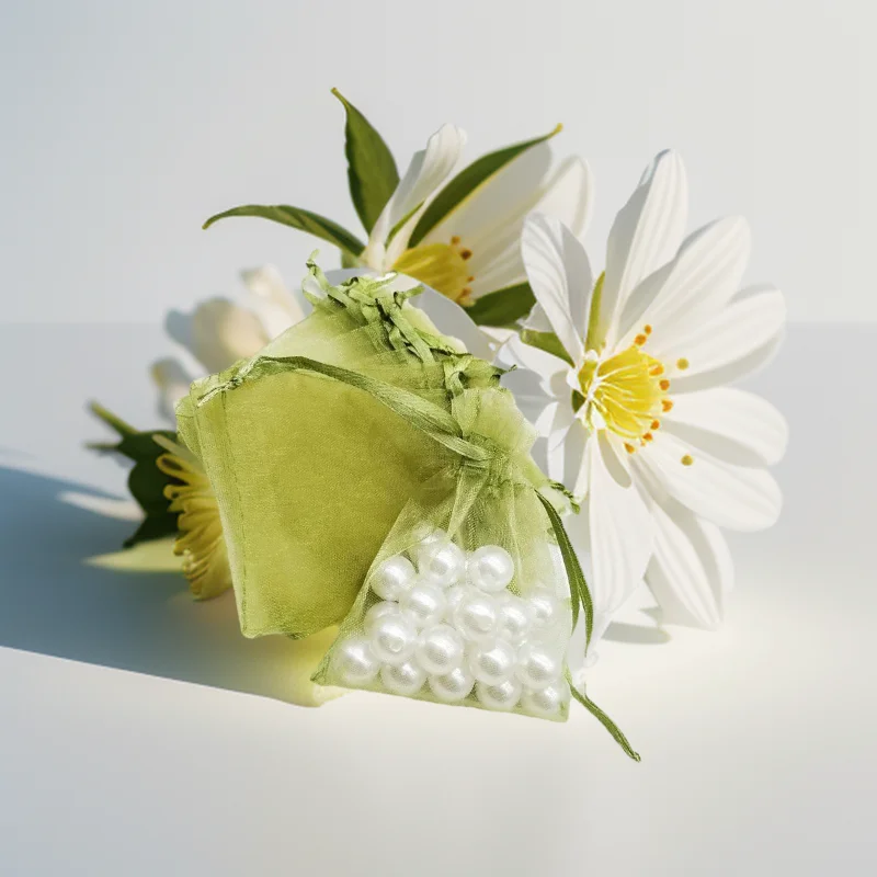 1000pcs Wholesale Small Organza Drawstring Bags Army Green Gift Pouch Sachet Packaging Wedding Party Favors Birthday Displays