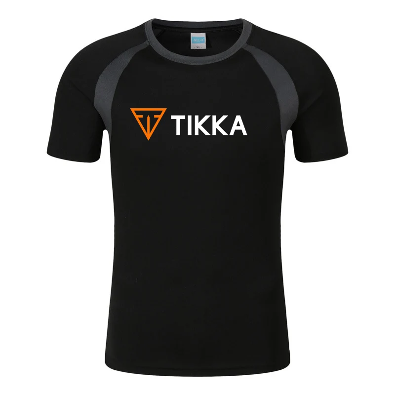 Tikka By Sako Finland Firearms Logo 2022 Men's New Summer Solid Color Block Round Neck Short Raglan Sleeve T-Shirts Sports Tops