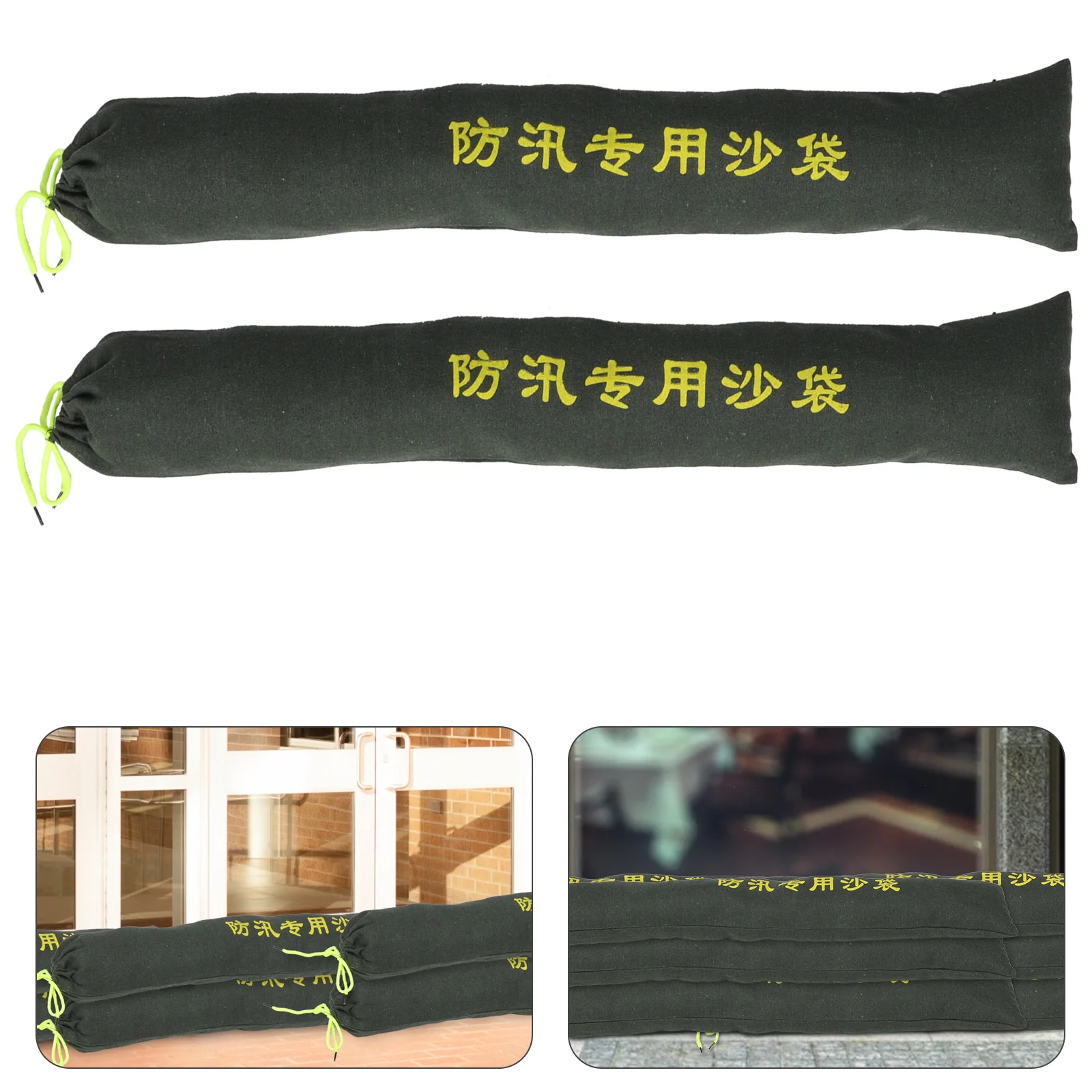 2Pcs Long Servicing Life Sandbags for Flooding Canvas Material Easy Operation Drawstring Design Flood Barriers