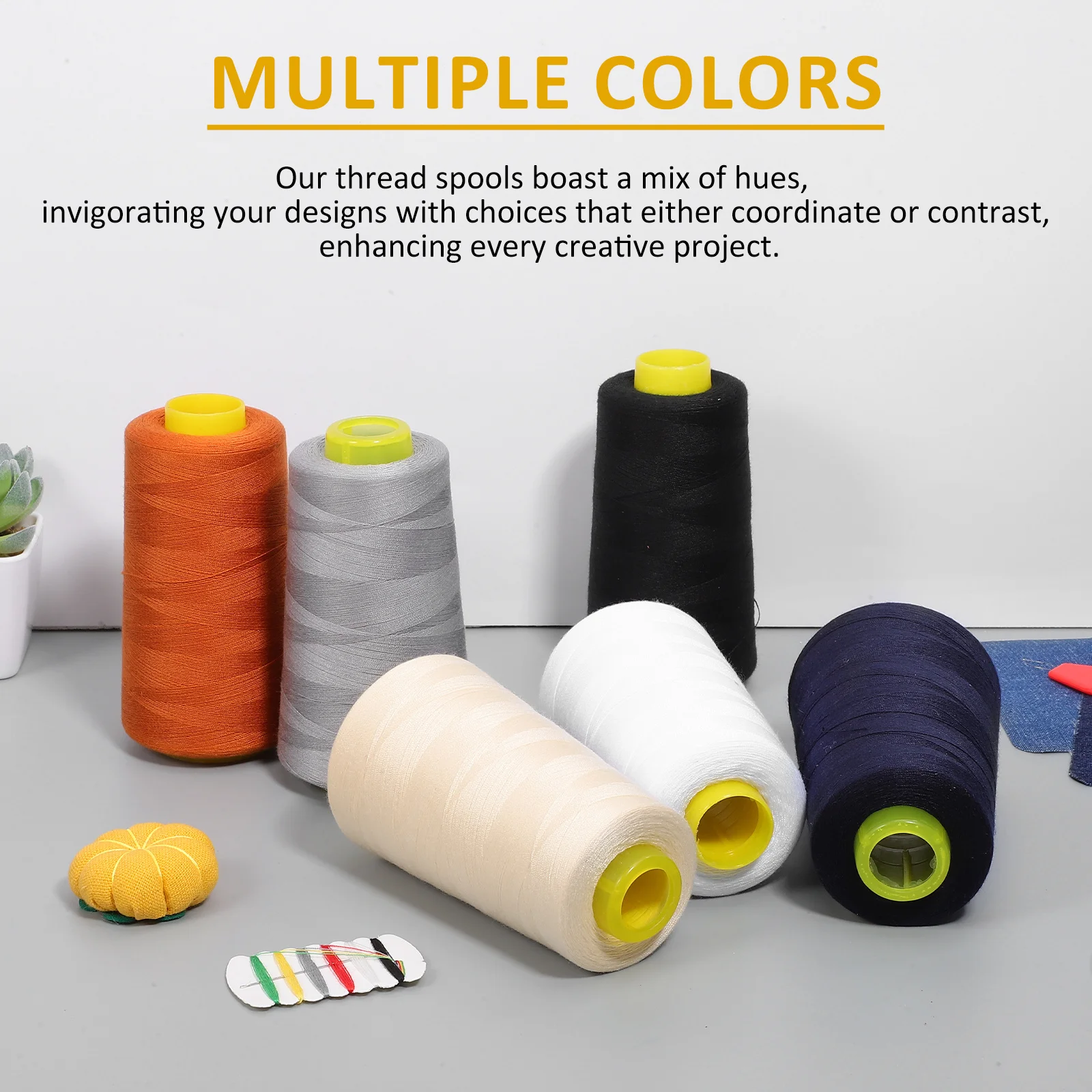 

6Pcs Polyester Sewing Threads Durable Colorfast Assorted Spools for Embroidery and Mending 3000 Yards Sewing Thread