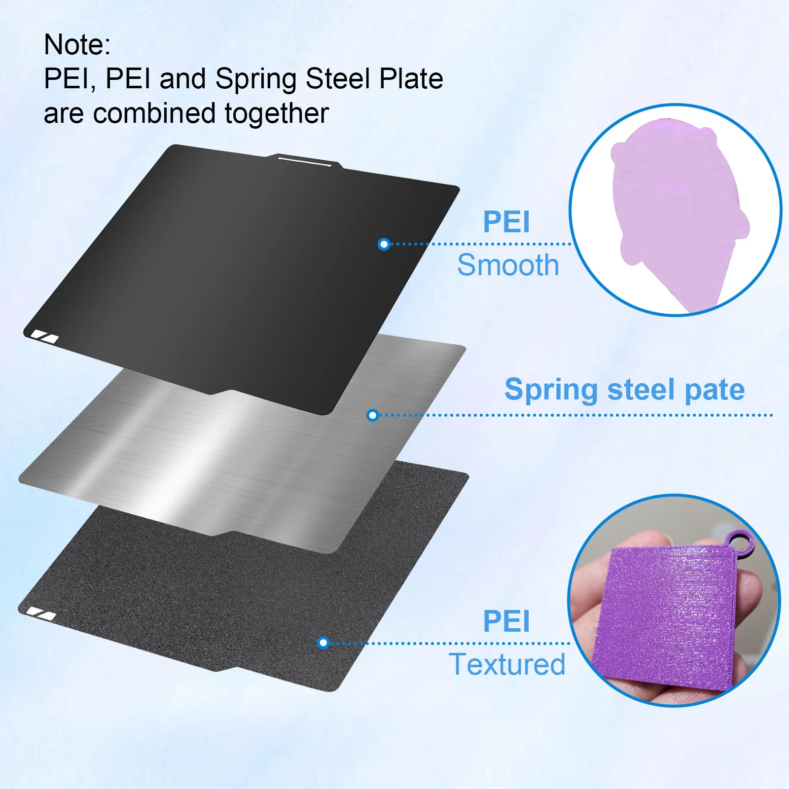 257 Smooth PEI Sheet For Bambu Lab X1-Carbon P1P Build Plate 3D Printer Parts Heated Bed Textured Plate Sheet for Bambulab P1S