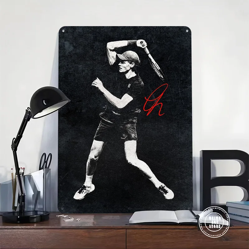 Tennis Legends in Motion | Iconic Grand Slam Poster Retro 3D Printed Metal Signs Customized Wall Hanging Gift for Room Decor