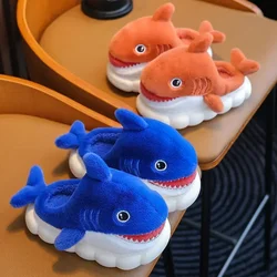 Cute Cartoon Shark dziecięce pluszowe kapcie piękne dziecięce antypoślizgowe okrągłe Toe miękka gruba podeszwa wygodne buty na co dzień