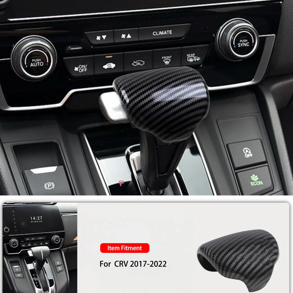 

Black Carbon Fiber Texture Car Interior Gear Knob Shift Cover Trim Sticker for Honda CR-V 2017-2022 Accessories
