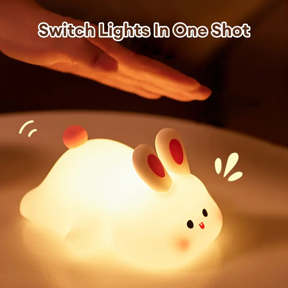 Baby Night Light for Kids Touch Easter, Rechargeable Rabbit Lamp Kids Lights for Bedroom,Children Nightlight Room Decor Gifts