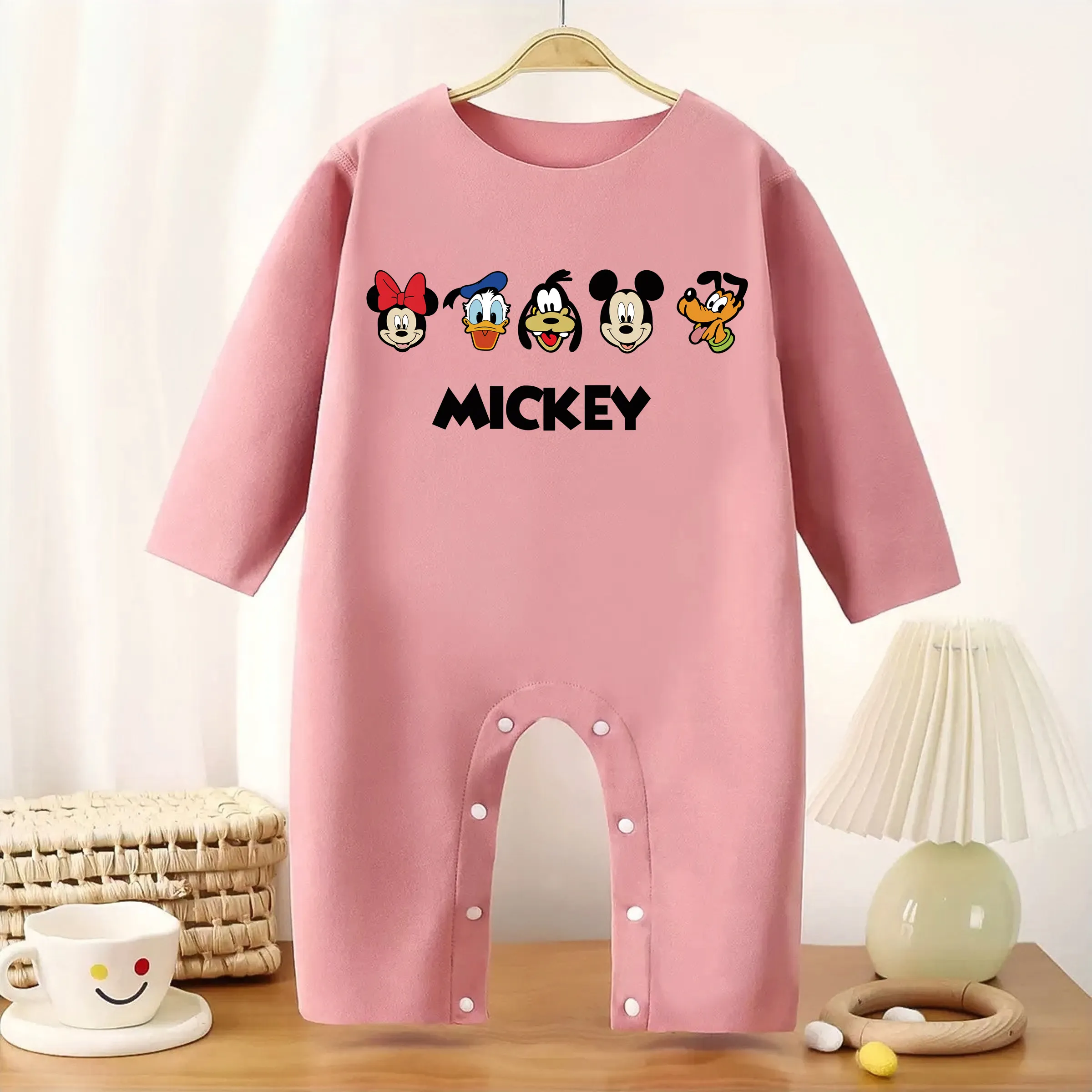 MINISO ميكي ماوس طويلة الأكمام الارتفاع 60-90 سنتيمتر الطفل ارتداءها لطيف رائعة طباعة نيسيي لملابس الطفل بذلة مريحة
