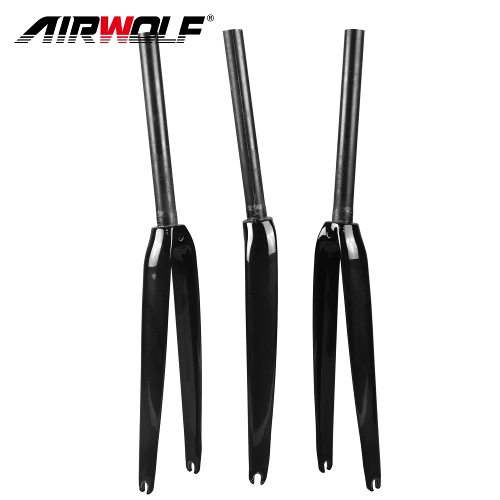 

AIRWOLF Road Bike Fork 700C V Brake Carbon Fork Straight Tube Quick Release 100*9mm UD 3K T800 Toray Carbon Road Bicycle Fork