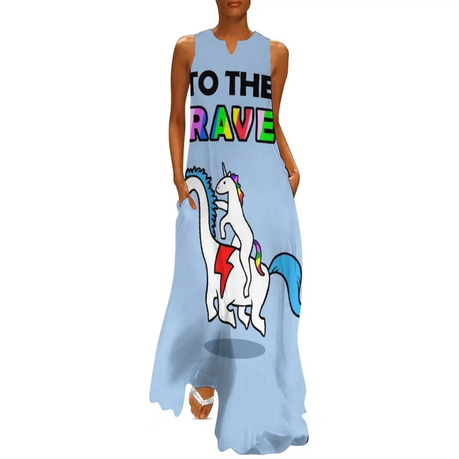 

To The Rave! (Unicorn Riding Dinocorn) Long Dress womans clothing dresses for womens 2025 Summer women's clothing Dress