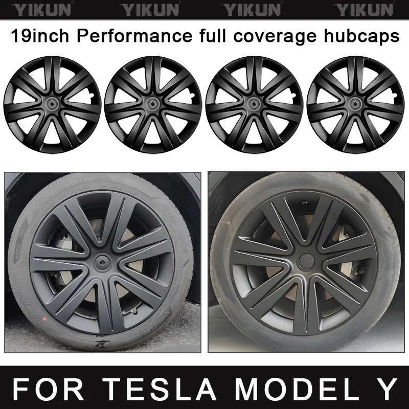 

4PCS Hub Cap for Tesla Model Y 19 Inch Wheel Cap Performance Replacement Automobile Hubcap Full Rim Cover Accessories 2018-2024