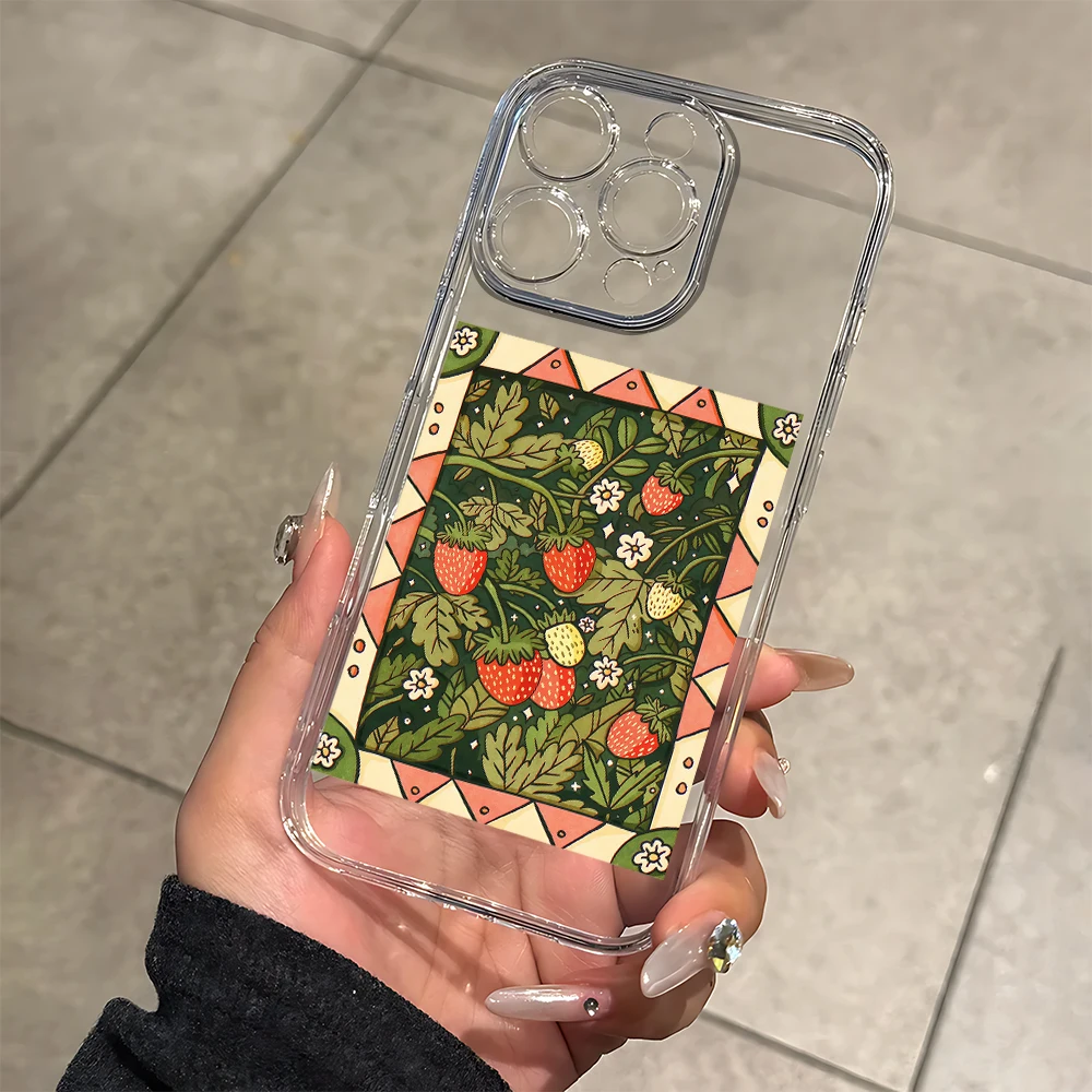 Erdbeerpflanze Silikon Handyhülle für IPhone 17 16 15 14 13 12 11 Pro Xs Max Air Mini 7 8 6 6s Plus SE 2020 2022 Cover