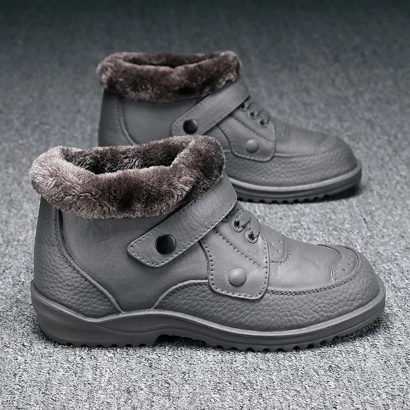 Elderly People Cotton Shoes Men Winter Plush Waterproof Warm Snow Boots Outdoor Thickened Anti Slip Cotton Boots Comfortable