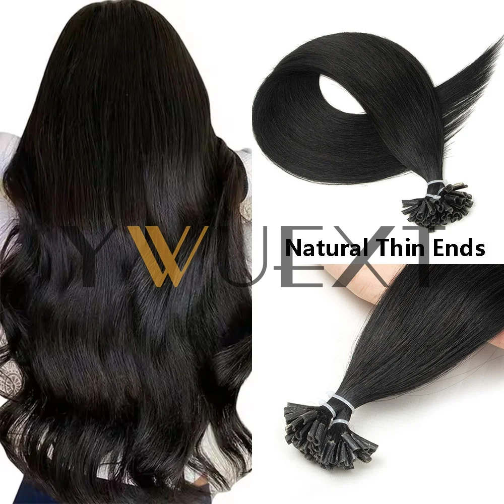 Gerade U-Tip Echthaar-Extensions 12''-20'' Maschinengefertigte Remy Fusion Haare 50 Stück/30g/Packung Leichtes Keratin-Haar für Frauen