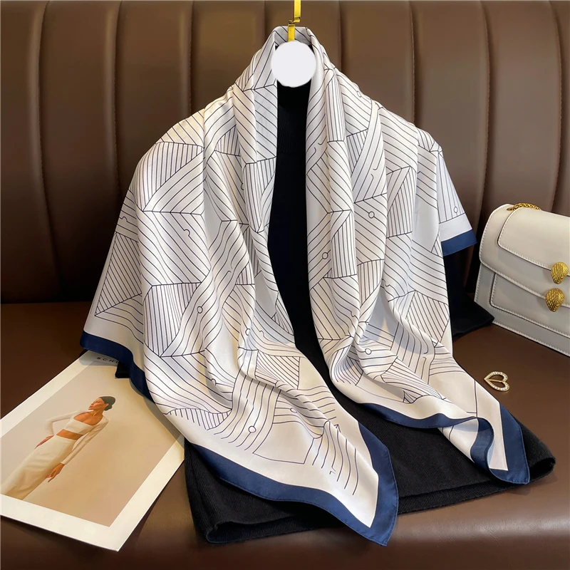 Fashion Spring and Summer Design Twill Silk Scarf Headkerchief Women Shawl Wrap Hair Hand Bag Female Hijab Echarpe Bandana