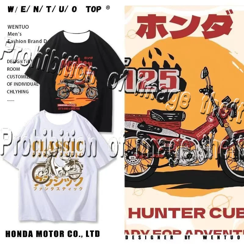 

Honda мотоциклетная мужская и женская летняя свободная футболка с короткими рукавами и 3D принтом в японском стиле ретро, модные Ins