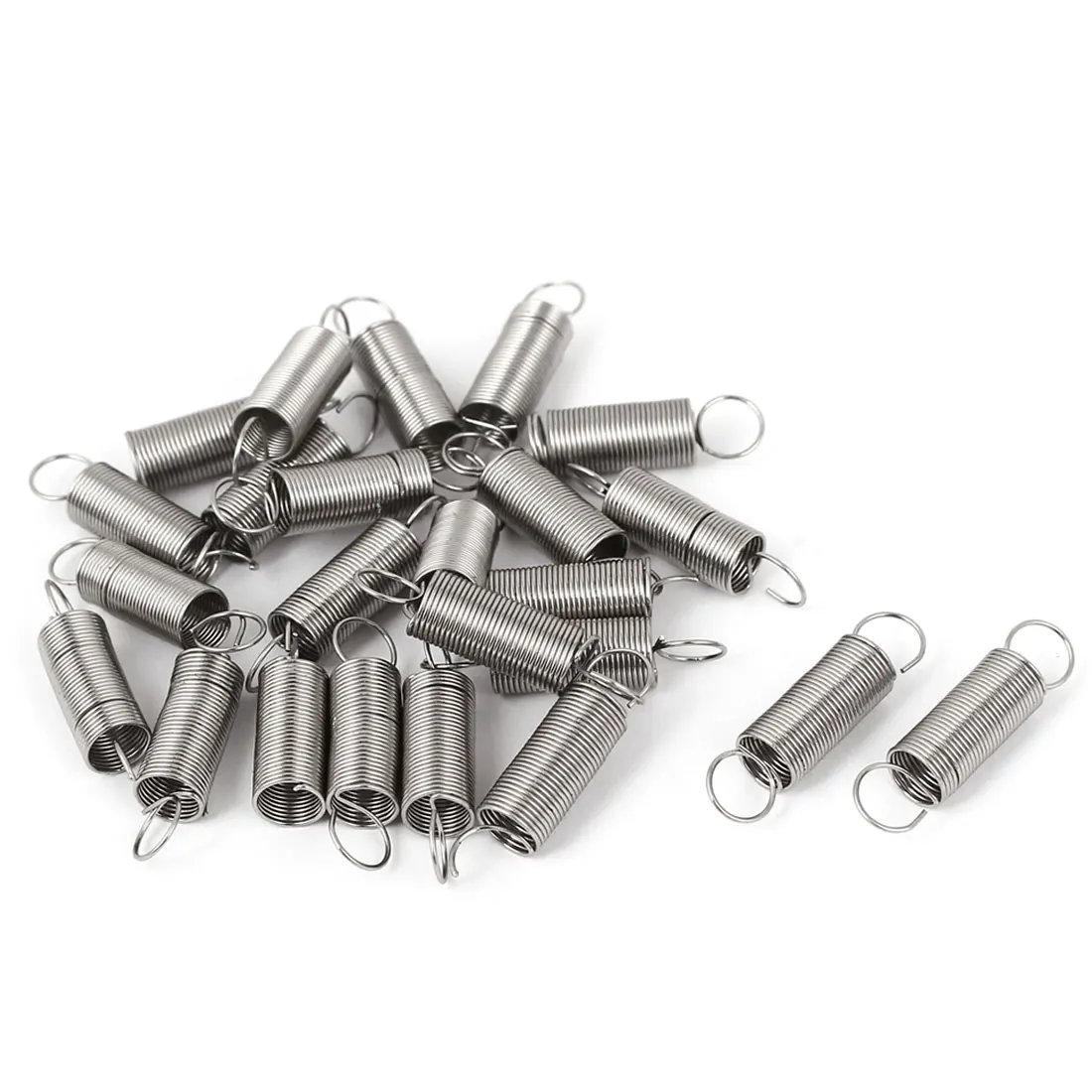 24pcs Stainless Steel Dual Hook Small Tension Spring Hardware Accessories 0.5mm Wire Dia 6mm OD 25mm Length