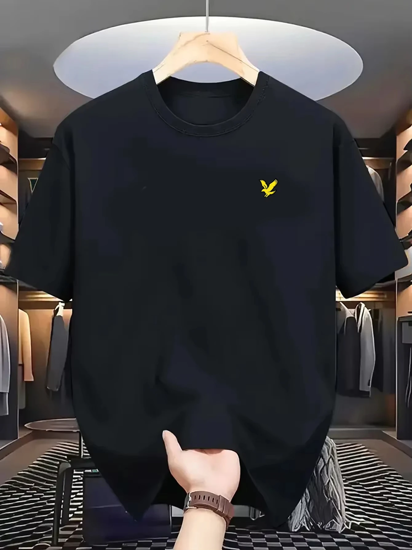 Camiseta de Verano 2026 para Hombre, 100% Algodón, Deportiva, Casual, Moderna, Holgada, con Estampado de Logotipo de Águila, Estilo Harajuku Vintage