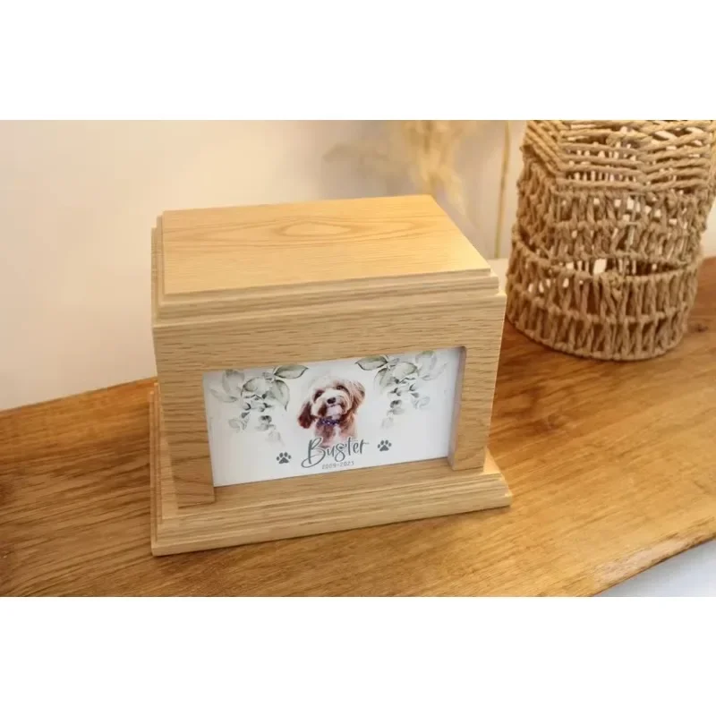 Personalized Solid Oak Pet Urn Cat and Dog Memorial Wooden Coffin Handmade Ashes Pet Coffin