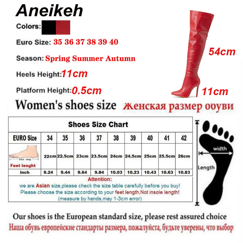 Aneikeh 2024 New Long Shoes for Women Over the Knee Sexy Pointed Toe Thin High Heel Solid PU Modern Boots Bottine Femme Talon