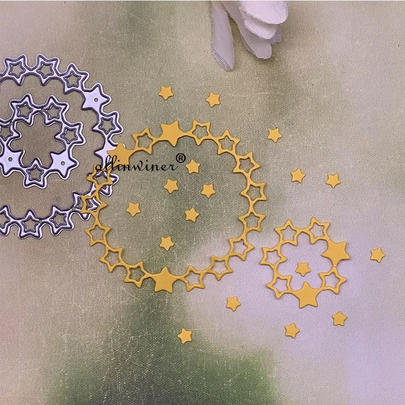 

2 шт. металлические вырубные штампы в форме круга и звезды для скрапбукинга, альбомов, открыток и тиснения