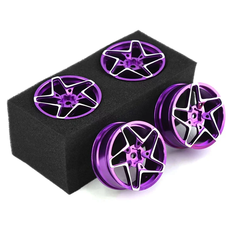 4Pcs 1/10 On-Road Drift Car 52MM Aluminum Alloy Metal Wheel Hub 1.9Inch Climb Car Wheel Rim For HSP Tamiya HPI Parts Purple