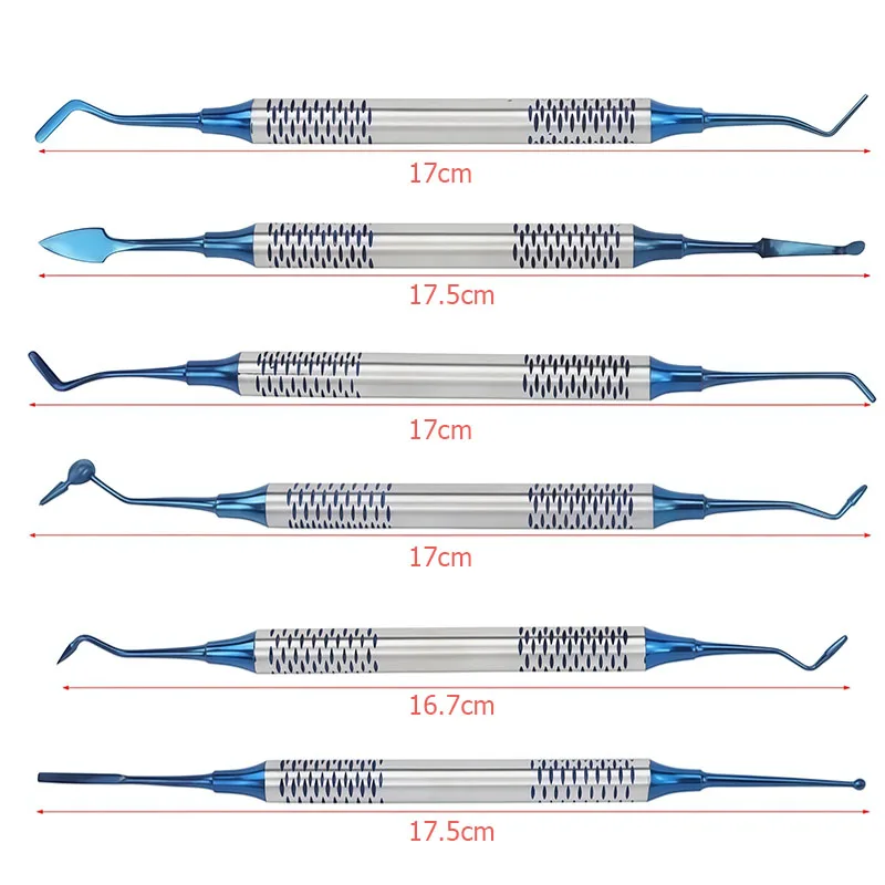 6Pcs/Kit Orthodontic Composite Resin Filling Scrapers Double-Ended Titanium-Coated Filling and Restoration Dental Accessories