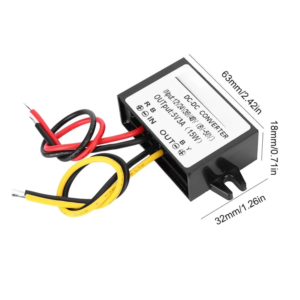 DC To DC 12V/24V/36V/48V Step Down To 5V 1-3A Waterproof Buck Power Supply Module For Automobile LED Display Fan Monitor Camera