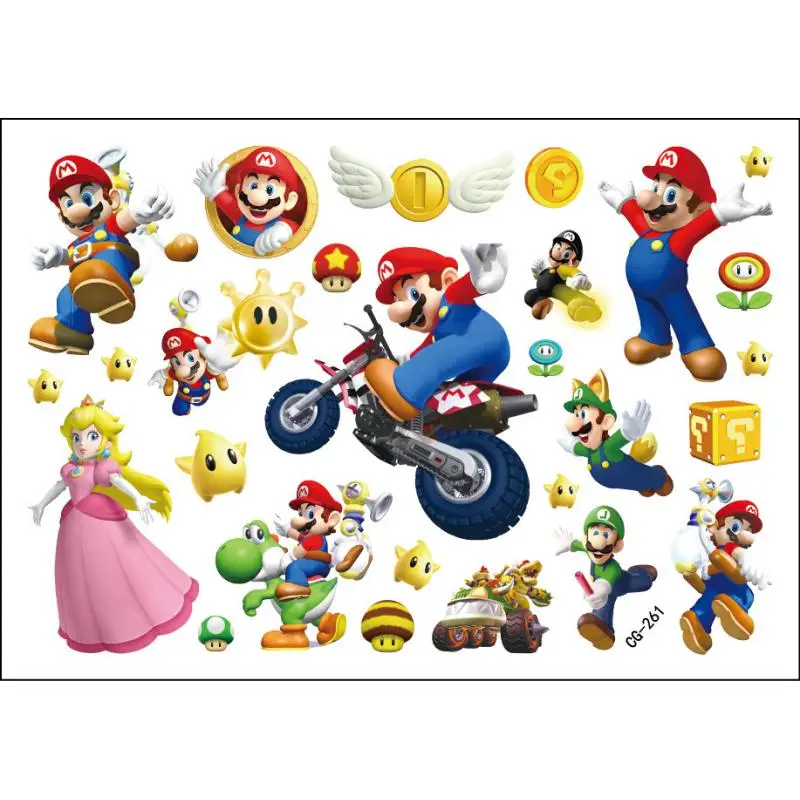 2024 New Super Mario Temporary Tattoo Stickers Cute Decorations Toys Birthday Waterproof Tattoo  For Children Gifts