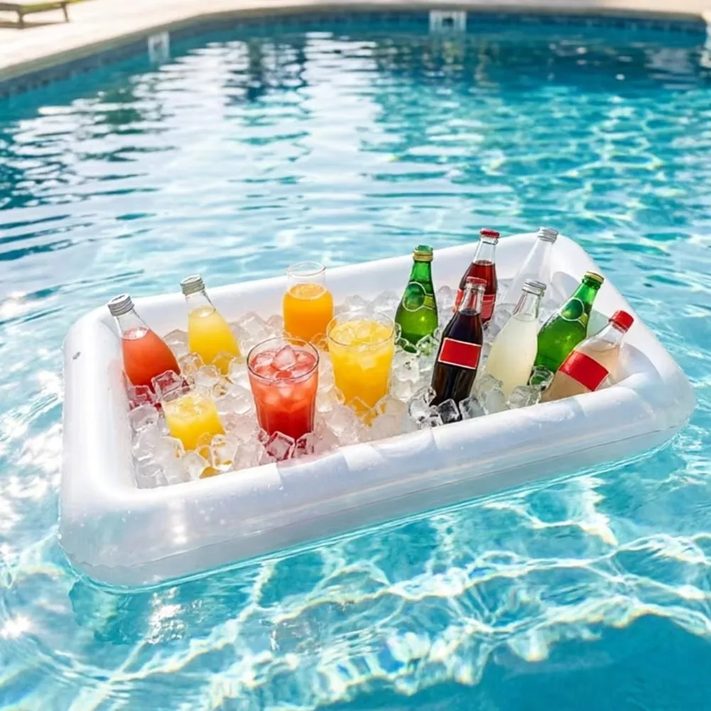 Bar de service gonflable en PVC pour l'été, multifonctionnel, léger, plateau flottant pour piscine, plateau à boissons portable, plateau à salade, fournitures de fête
