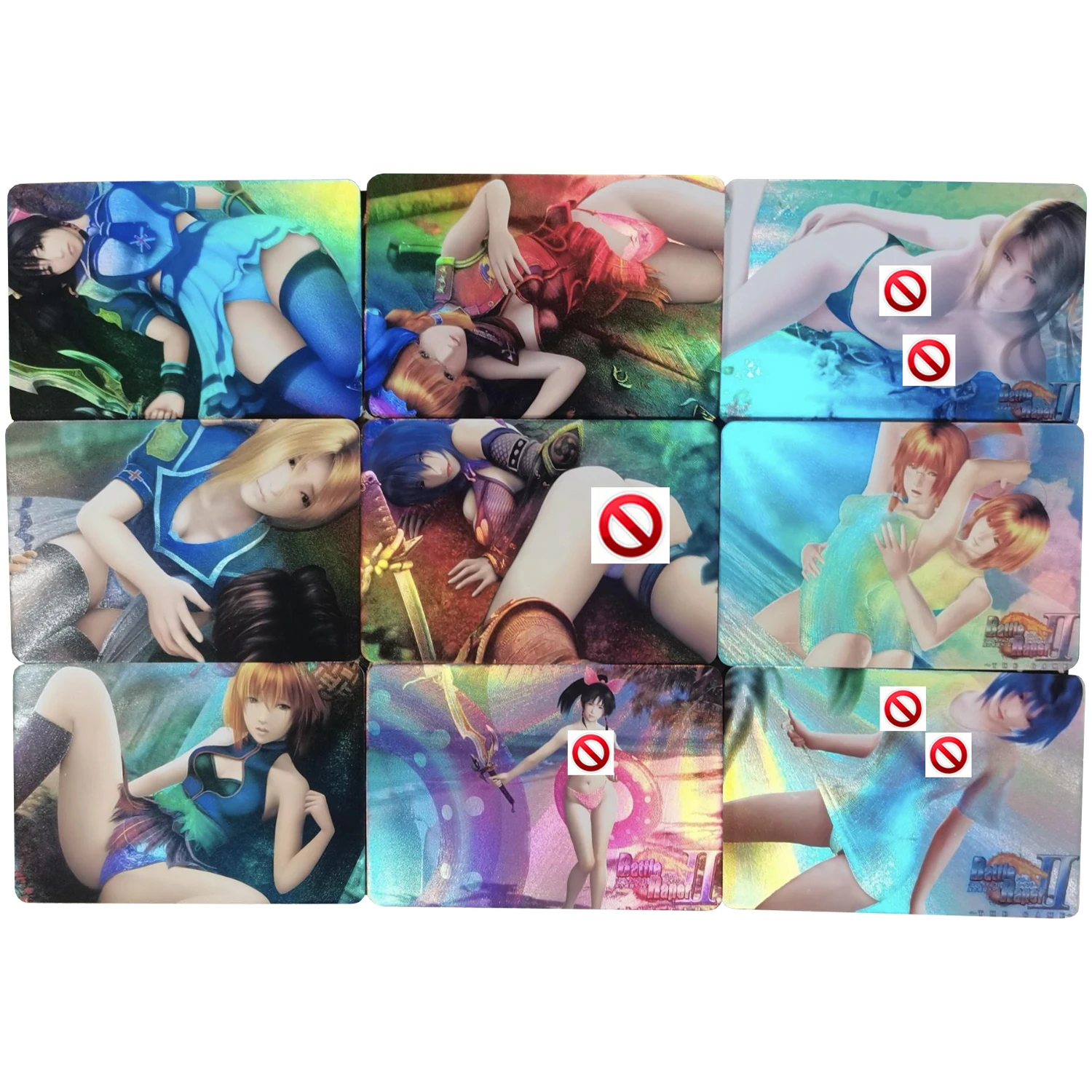 

9Pcs/Set Battle Raper2 Anime Girls ACG Refractive Color Flash Cards Diy Gift Toys Game Anime Collection Cards