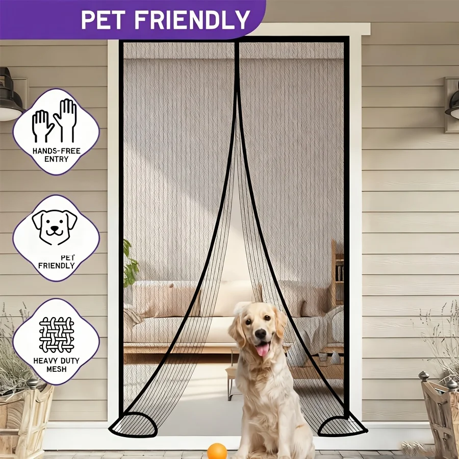 Magnetic Auto-Closing Mosquito Curtain, Thick Insect-Proof Mesh, Nail-Free Install, Breathable Light-Blocking Screen