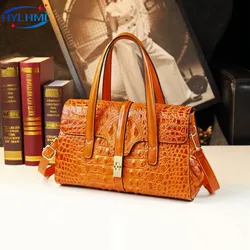 Crocodile Pattern Leather Women's Handbags Simple Lady Tote Bag Business Mom Portable Shoulder Messenger Bag Luxury Fashion