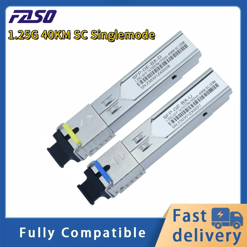 1.25g fibre SFP transceiver module SC 40km Single Mode simplex Gigabit DDM pour commutateur Ethernet CISCO / Mikrotik / ubiquiti