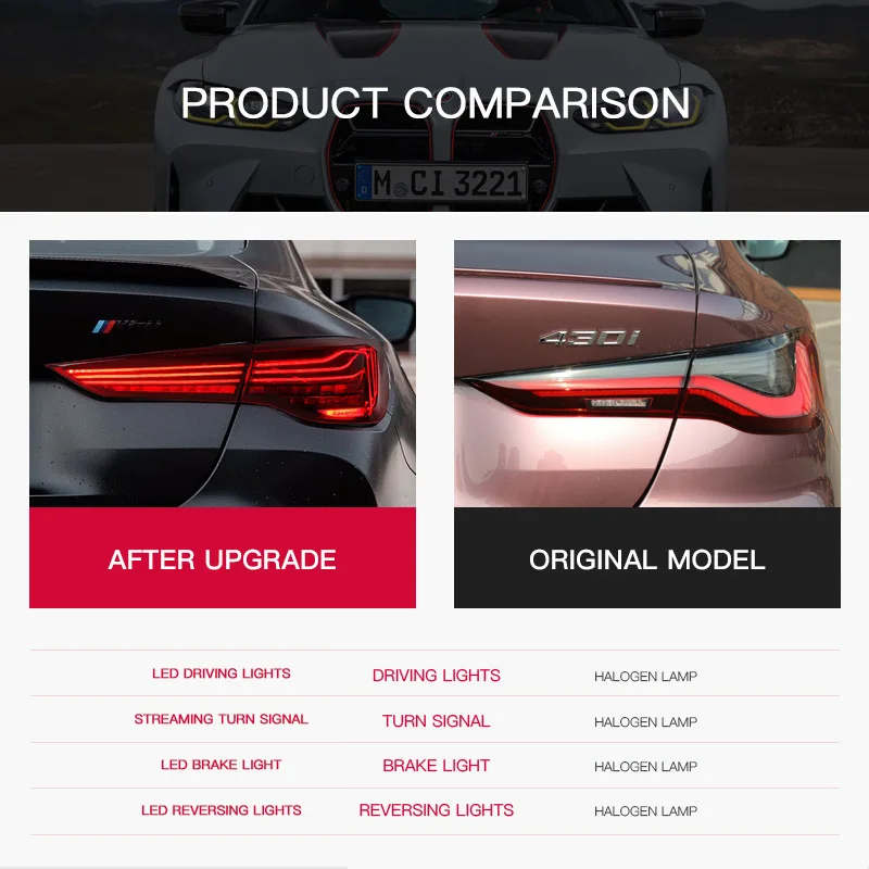 Car Taillight Assembly LED Dynamic Tail Light For 2020-2023 BMW 4 Series G22 G23 G26 G82 M4 CSL brake light backup light