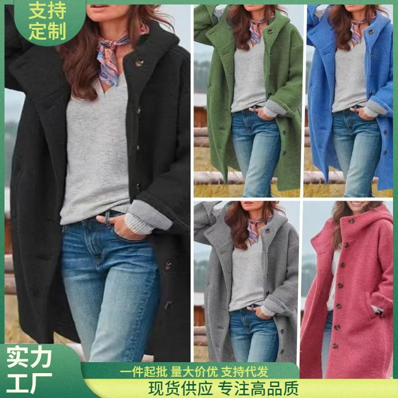 Long Sleeve Pocket Hoodie with Patchwork Elegant Commuting Women Sweatshirt Urban Loose Fit Round Neck Pullover Autumn Casual