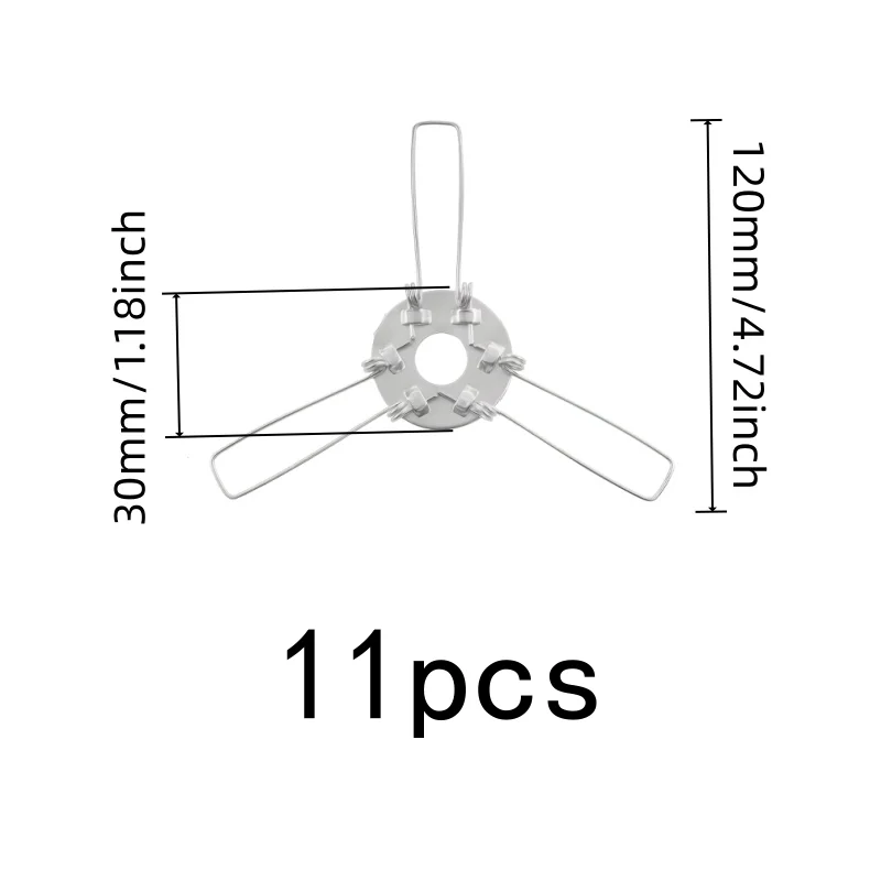 120mm Light Shade Clips 11 pcs, Strong Metal Spring, 3-Fork Stable Design, for DIY Lighting Renovation