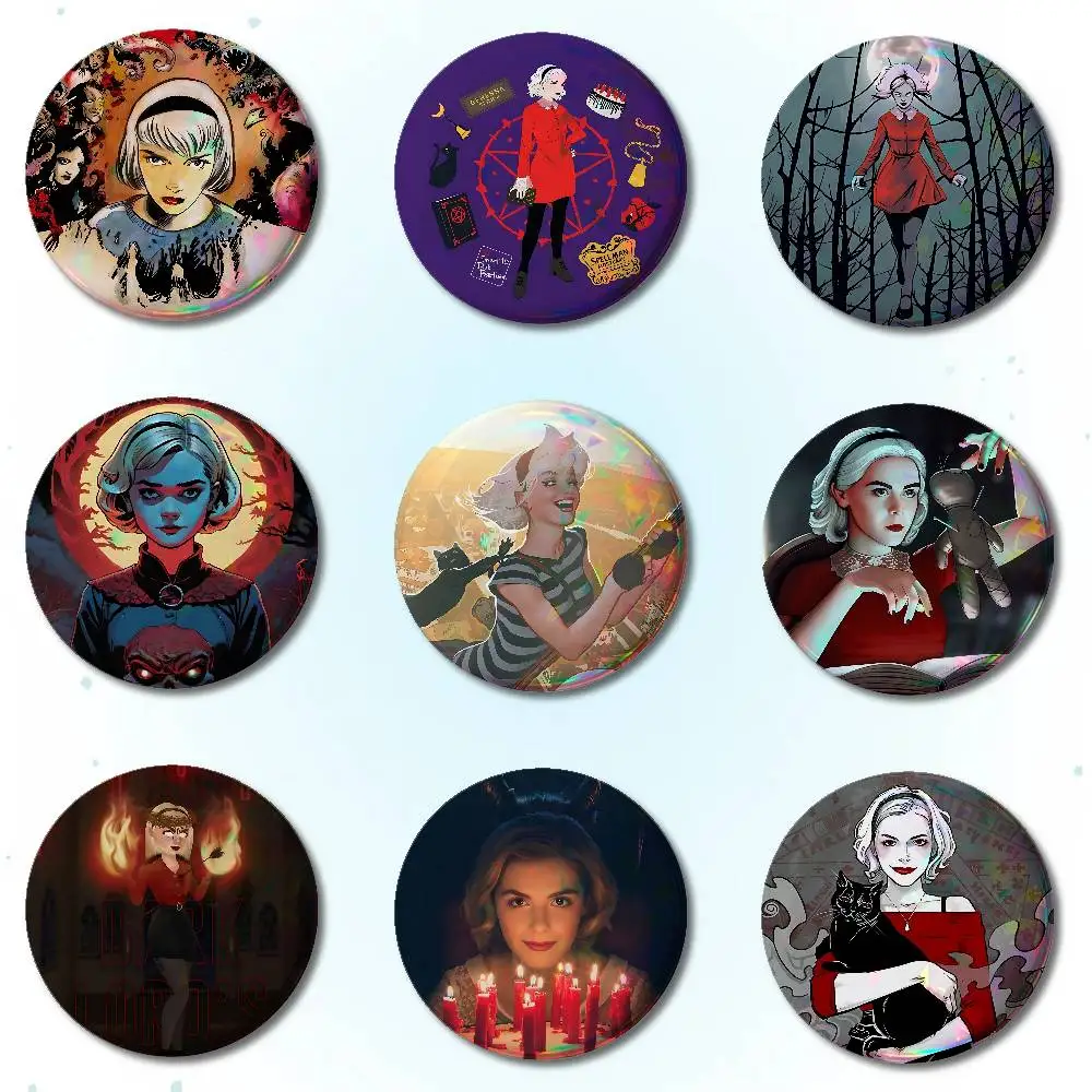 C-Chilling Adventures Of S-Sabrina Badges Round Brooch Cute Cartoon Idol Cosplay Badges DIY Backpack Clothing Jewelry Pins