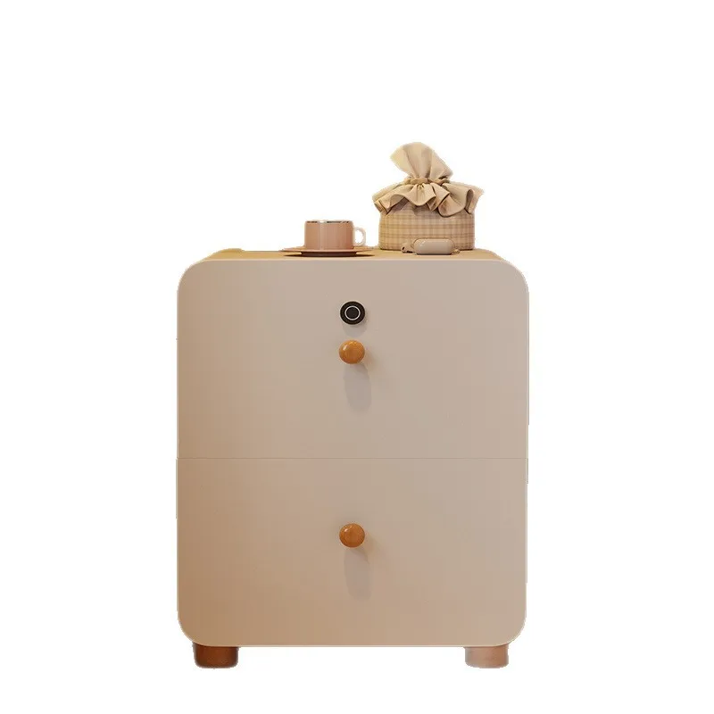 

#For Cream wind smart bedside table simple modern bedroom household solid wood bedside cabinet small apartment