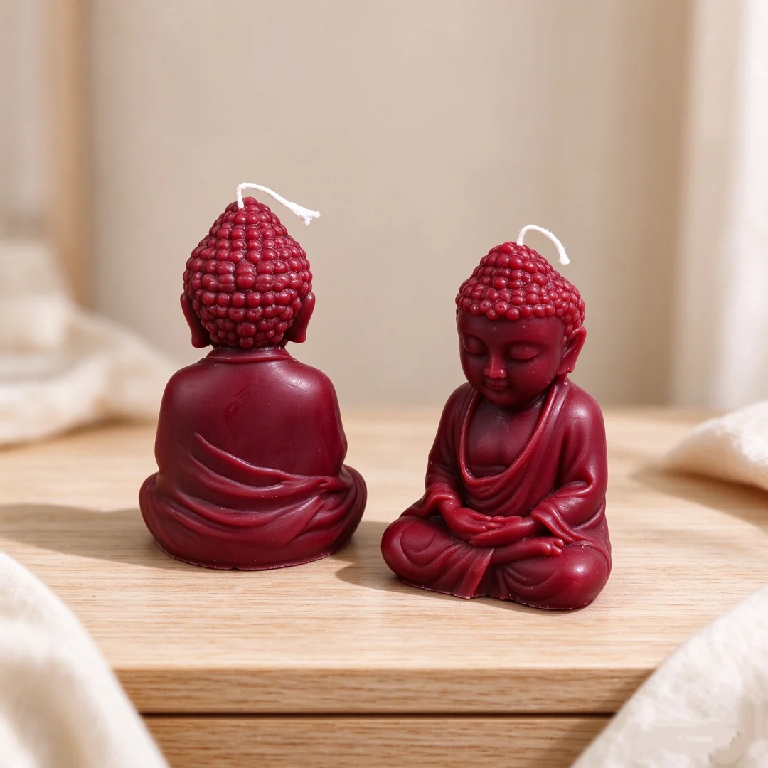Praying Buddha Silicone Candle Mold 3D Meditation Buddha Lotus Statue Plaster Mould Handmade Soap Resin Casting Ornament Tools