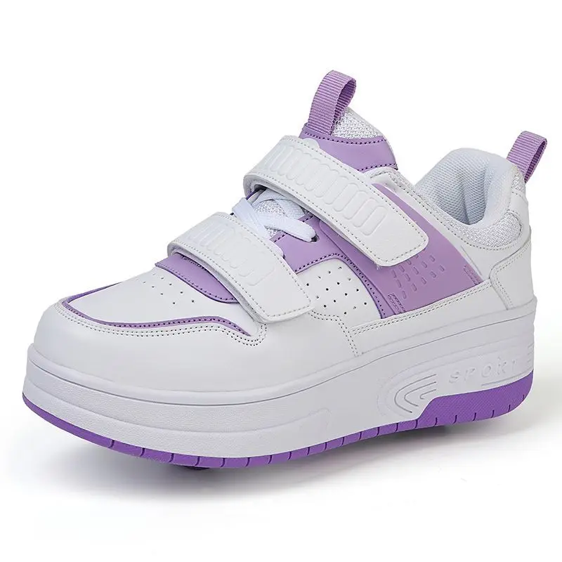 

2025 Four Wheel Children's Roller Skates Roller Skates Girls Fall Children's Walking Shoes Boys Leather Students Walking Shoes