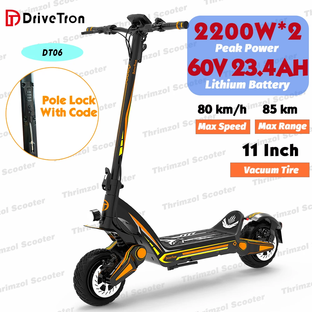 

USA Warehouse 11 Inch Tubeless Vacuum Tire patinete eléctrico Dual Motor peak Power 2200w*2 60v 23.4ah Battery Folding E Scooter