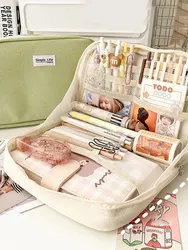 1PC StationeryBag Pencil Case Large Capacity Pencil Case Handheld Pencil Case Stationery Box Cosmetics Portable Gifts Suitable F