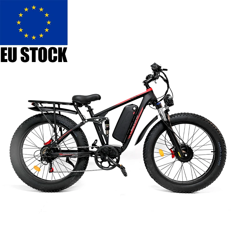 EU Dropshipping DuottsS26 Dual Motor E Bike 48V 750w*2 20AH 26 Inch Fat Tire Electric Mountain Bike Mountain High Endurance