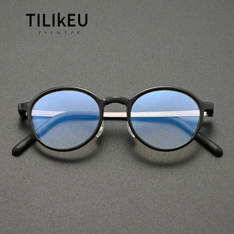 Danish Brand Handmade Ultralight TR Titanium Glasses Frame Men's Classic Round Screwless Eyeglasses 1823 Women's Luxury Eyewear
